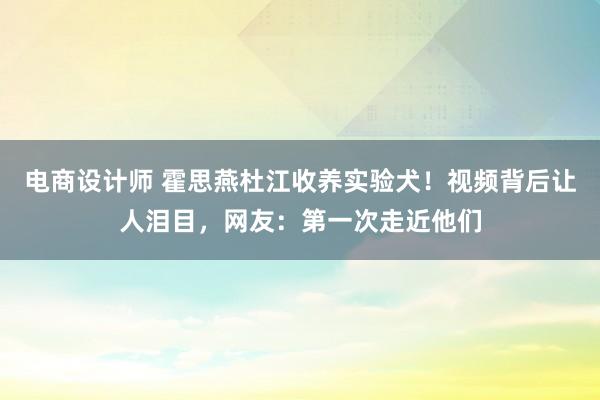 电商设计师 霍思燕杜江收养实验犬！视频背后让人泪目，网友：第一次走近他们