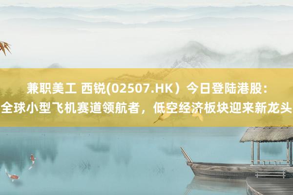 兼职美工 西锐(02507.HK）今日登陆港股：全球小型飞机赛道领航者，低空经济板块迎来新龙头