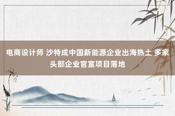 电商设计师 沙特成中国新能源企业出海热土 多家头部企业官宣项目落地